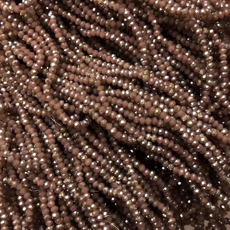 Beads Czech Crystal on thread, milled matte with faceting, briolette diamond cut, diameter 3×2.5 mm +-, thread length 36-38 cm +