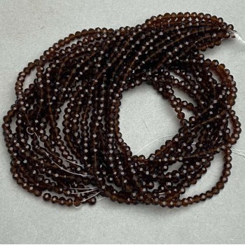Beads Czech Crystal on thread brown transparent faceted rondelle, diameter 3.5x3mm + -, length 32cm +