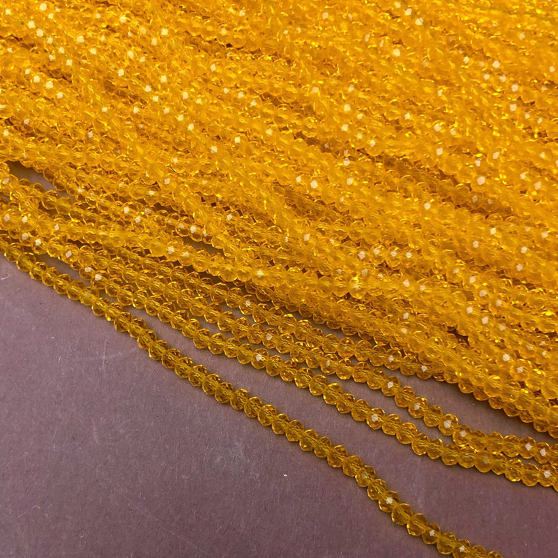 Beads Czech Crystal on a Wire Sunny Transparent Briolette, diameter 3x2.5 mm + -, length 36-38 cm +