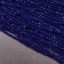 Beads on Thread Czech Crystal, dark blue matte faceted rondelle, diameter 3.5×3 mm +-, thread length 36-38 cm +
