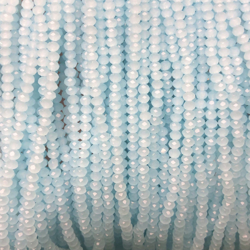 Beads Czech Crystal pale blue matte faceted rondelle, diameter 3.5×3 mm + -, thread length 36-38 cm +