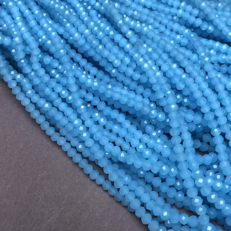Beads Czech Glass Crystal on thread celestial matte faceted rondelle, diameter 3.5×3 mm + -, length 36-38 cm +