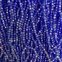 Blue Beads on Thread Czech Crystal, blue transparent with gasoline finish, faceted rondelle, diameter 3.5x3mm, length 36cm