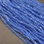 Beads Czech Crystal dark cobalt matte on fishing line with petrol—faceted rondelle, 3.5x3 mm, length 36-38 cm