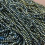 Czech Crystal Beads on Wire, Gray-Green Drilled Rondelle with Benzin Shine, 3.5×3 mm, Length 36-38 cm