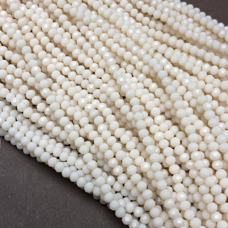 Beads Czech Crystal on thread peach matte faceted rondelle, diameter 3.5×3 mm + -, length 36-38 cm +