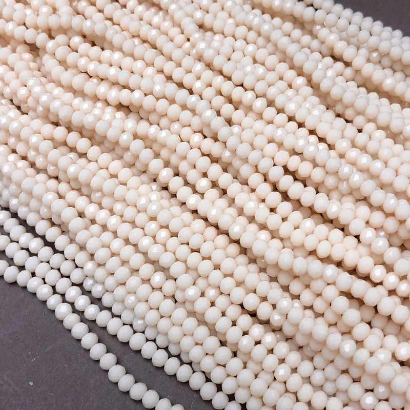 Beads Czech Crystal on Thread delicate peach matte faceted rondelle, diameter 3.5x3mm + -, length 36-38cm +