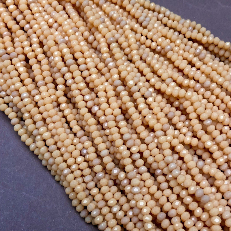 Beads Czech Crystal on Thread Powder Matte Faceted Rondelle, diameter 3.5x3mm + -, length 36-38cm +