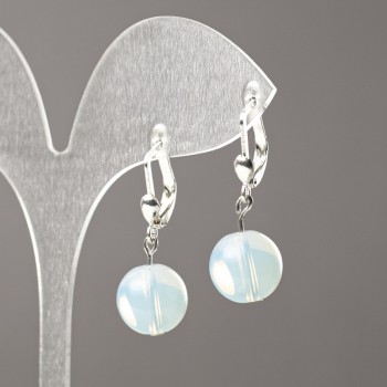 Earrings Moonstone (Synthetic) Smooth Bead, 12mm diameter ±, length 32mm ±