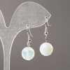 Moonstone Earrings (Synthetic) Faceted Sphere, 12mm diameter+, length 34mm+