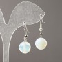 Moonstone Earrings (Synthetic) Faceted Sphere, 12mm diameter+, length 34mm+