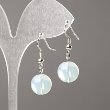 Moonstone Earrings (synthetic) smooth ball, diameter 12mm±, length 34mm±