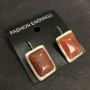 Clearance Earrings Carnelian Smooth Setting Rectangular Stone 2.3×1.8 cm, Length 3.5 cm