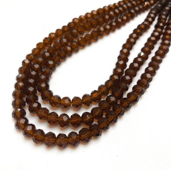 Beads Czech crystal on thread brown transparent faceted rondelle, diameter 6x4.5 mm + -, length 38-40 cm +