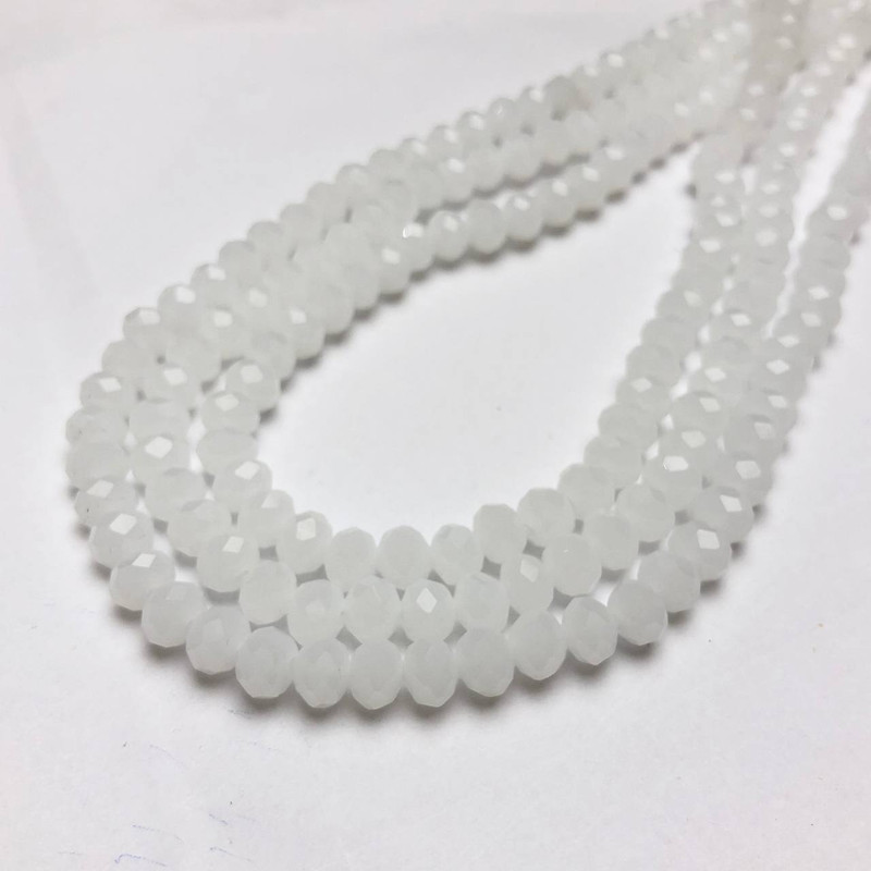 Milk White Matte Czech Crystal Beads on Thread, rondelle shaped 6×4.5 mm, diameter 6×4.5 mm + -, length 38-40 cm +