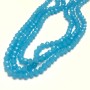 Czech Crystal Beads on Thread, Sky Blue Matte Faceted Rondelle, 6x4.5mm, 38-40cm total length