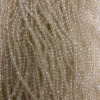 Beads Czech Crystal on Beading Wire Champagne Transparent Faceted Rondelle, Ø 3.5x3mm +-, length 32cm +
