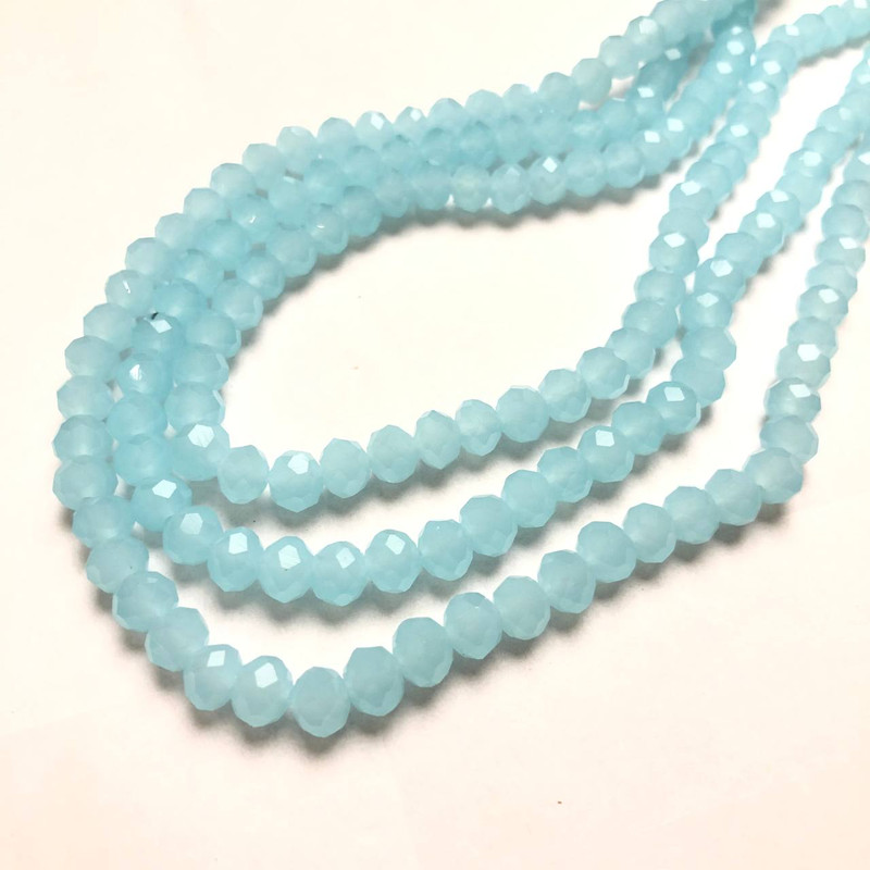 Beads Czech Czech Crystal on a Thread pale blue matte faceted rondelle, diameter 6x4.5mm + -, length 38-40cm +