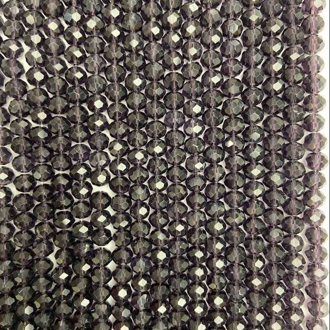 Beads Czech Crystal on a Thread, dark purple faceted rondelle, diameter 6x5mm +-, thread length 42cm +