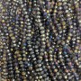 Czech Crystal Beads on Thread, Gray with Gascoat (gas) Finish, Faceted Rondelle, 6x4.5 mm +-, Length 38-40 cm +