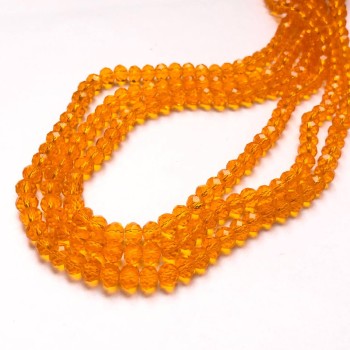 Beads Czech Crystal on thread Orange transparent faceted rondelle, diameter 6x4.5mm + -, length 38-40cm +