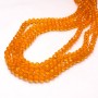 Beads Czech Crystal on thread Orange transparent faceted rondelle, diameter 6x4.5mm + -, length 38-40cm +