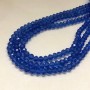 Czech Crystal Beads on Thread, Blue Transparent Granulated Rondelle, 6x4.5 mm + -, Length 38-40 cm +