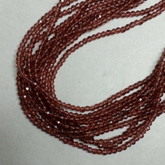 Beads Czech Crystal on a Thread Brown Transparent Faceted Rondelle, diameter 3.5×3 mm + -, length 32 cm +