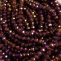 Beads Czech Crystal on a Bead Wire Lilac with Petrol Shine Faceted Rondelle, 6x4.5mm +-, length 38-40cm +