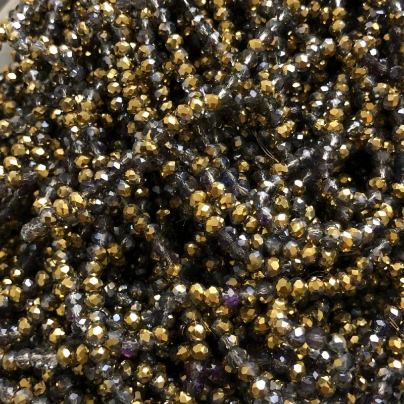 Beads Czech Crystal on Thread Assortment Gray with Faceted Rondelle, 3.5x3mm +-, length 36-38cm +