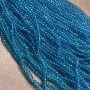 Beads Czech Crystal blue-green transparent faceted rondelle on thread, diameter 3.5x3mm +-, length 36-38cm +