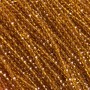 Czech Crystal Beads on Thread, dark honey translucent faceted rondelle, diameter 3.5x3mm + -, length 36-38cm +