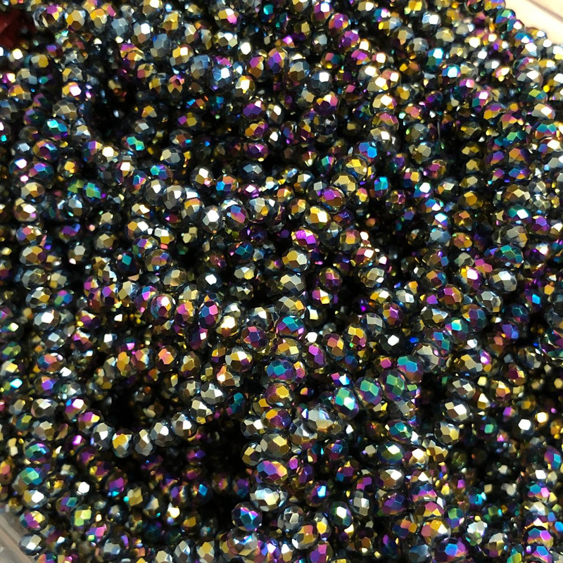 Beads Czech Crystal on Thread Faceted Rondelle Burnished, 3.5×3 mm ±, length 33 cm ±