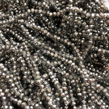 Beads Czech Crystal on thread assorted gray with frosted faceted rondelle, diameter 3.5x3mm +-, length 36-38cm +