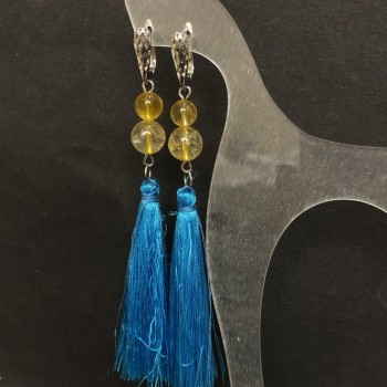 Earrings 'Kitići' with Natural Citrine, diameter 8–10 mm, length 120 mm