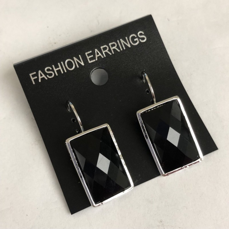 Clearance Earrings Agate Faceted Rectangular Stone 37×30mm±, length 50mm±