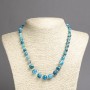 Necklace of natural sky-blue agate, smooth blue bead, enlarged diameter 6-10 (±) mm, length 45 cm