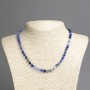 Necklace of natural blue ojo agate, faceted round beads 6mm diameter, length 45cm