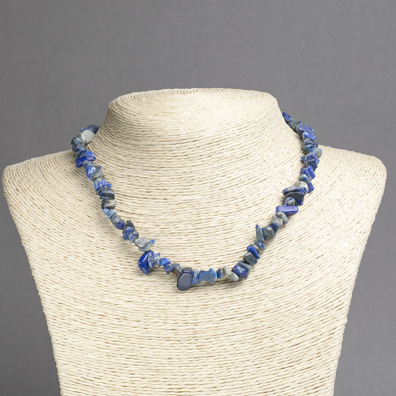 Lapis Lazuli Bead Necklace, Chip, 10-6 mm +/-, 50 cm +/- on Extender Chain