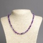 Necklace made of natural stone Purple Agate smooth beads, diameter 6mm, length 45cm