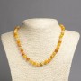 Amber-orange Agate Smooth Round Beads Necklace, 8mm diameter, 45cm length
