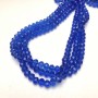 Czech Crystal Beads on Thread, blue transparent faceted rondelle, diameter 8x6mm + -, length 40-42cm +
