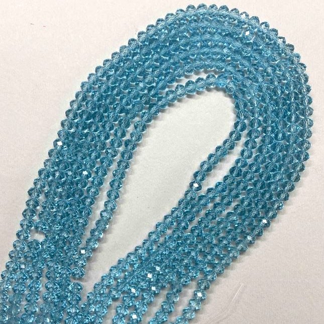 Beads Czech Crystal on Thread Blue Transparent Faceted Rondelle 6x5mm +-, length 40-42cm +