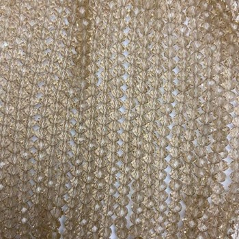 Beads Czech Glass Crystal Amber Transparent Faceted Rondelle on Thread, 6x5 mm, length 40 cm