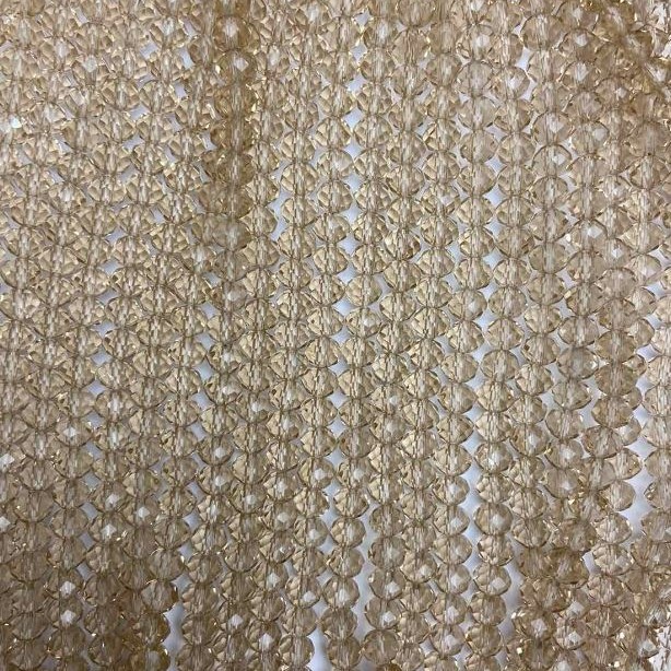 Beads Czech Glass Crystal Amber Transparent Faceted Rondelle on Thread, 6x5 mm, length 40 cm