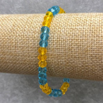 Bracelet on elastic with Czech crystal, cut rondelle, diameter 6x4mm, length 18cm