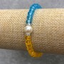 Elastic Bracelet with Czech Crystal + Acrylic Ukraine faceted Rondelle, diameter 6x4mm, length 18cm