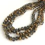 Beads Czech Crystal on a Thread Assorted Gray with Coating Garnet Rondelle, 8x6mm, length 40-42cm