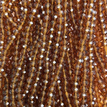 Beads Czech crystal on thread brown transparent faceted rondelle, diameter 6x5mm + -, length 40-42cm +