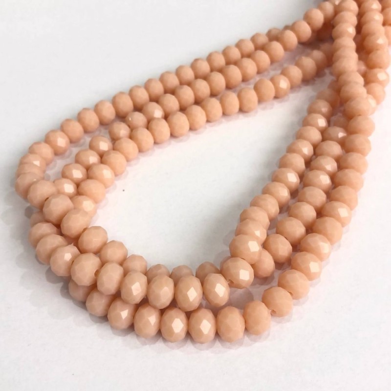 Beads Czech Crystal on Thread Powder Matte Faceted Rondelle, diameter 8x6mm + -, length 40-42cm +
